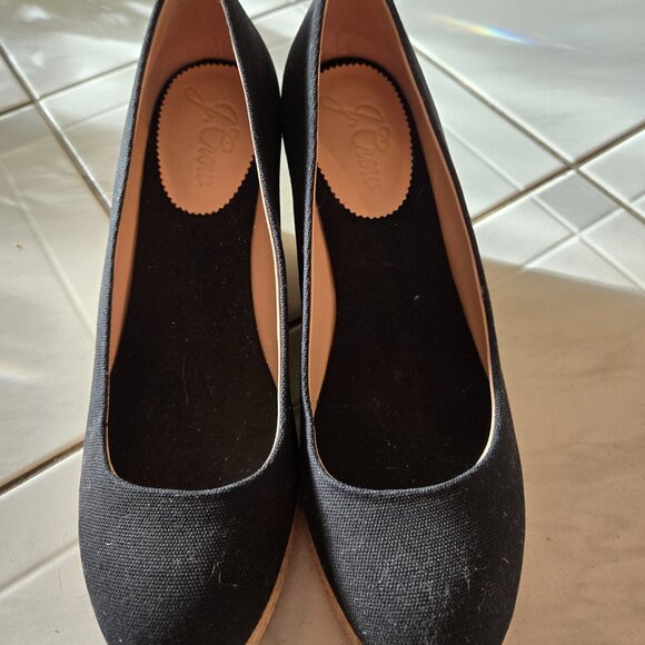 NWOB J Crew Seville Espadrille Wedge Heels Black 8.5 - Picture 2 of 7